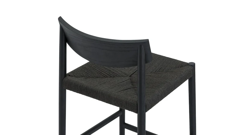 Dinner Guest Counter Stool, Black Oak/ Black Papercord Seat