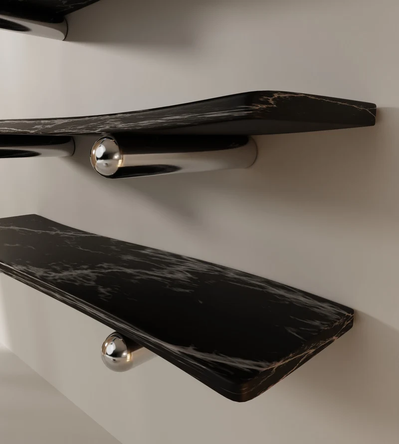 “Velo” Shelves | Marble Stainless Steel