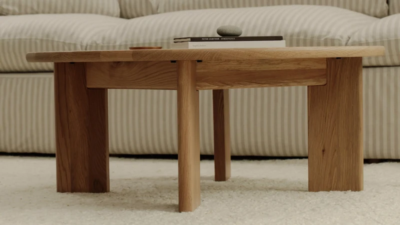 Frame Round Coffee Table, Regular, Oak
