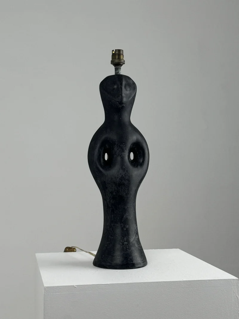 Vintage Black Marble Anthropomorphic Table Lamp