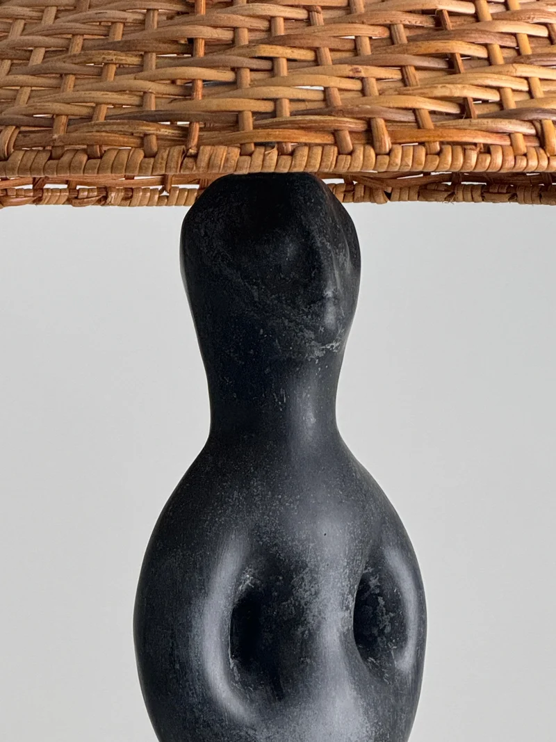 Vintage Black Marble Anthropomorphic Table Lamp