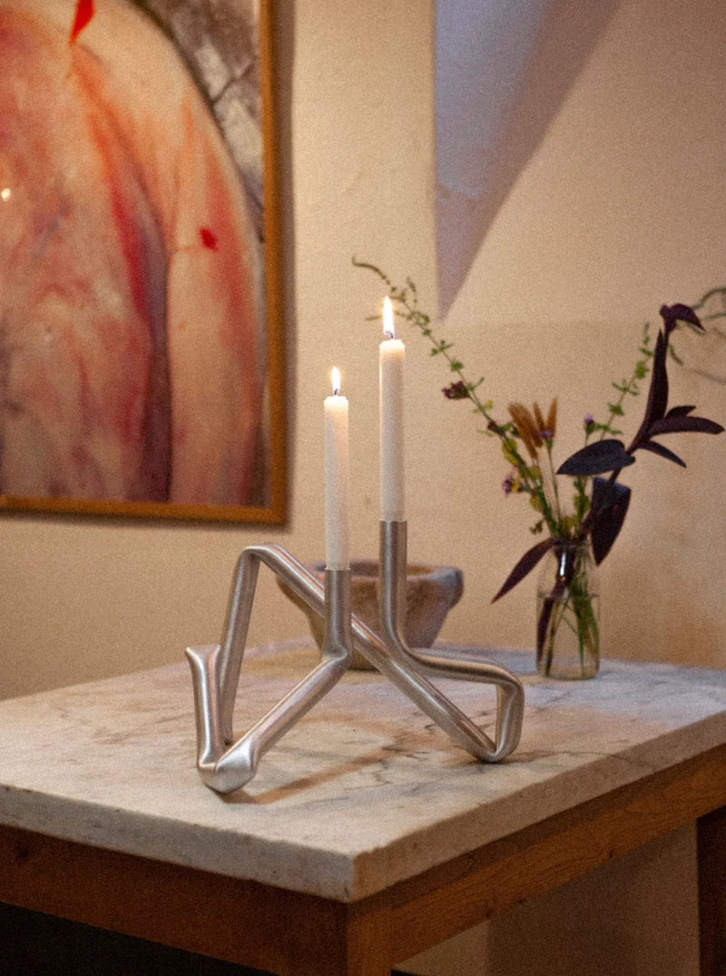 Bucatini Candle Holder (Brushed Aluminium)
