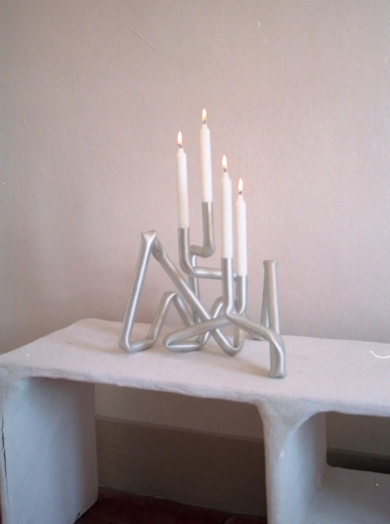 Bucatini Candle Holder (Brushed Aluminium)
