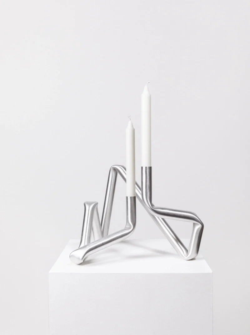 Bucatini Candle Holder (Brushed Aluminium)