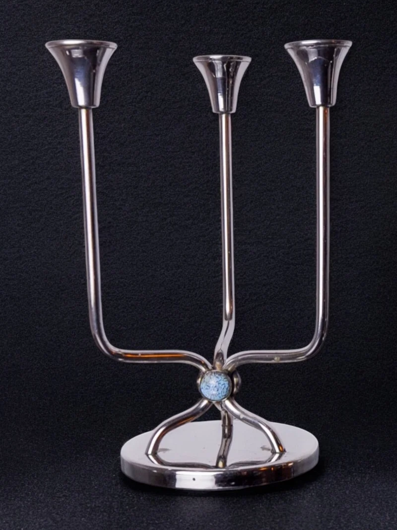Stainless Steel Candleholder, Spain, 1970s