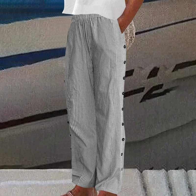 Pantalon Large à Rayures "Horizon" – Élégance Décontractée par Secret Éclat