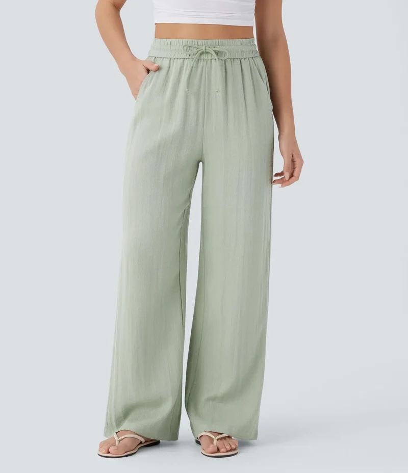 Pantalon Large Fluide à Cordon