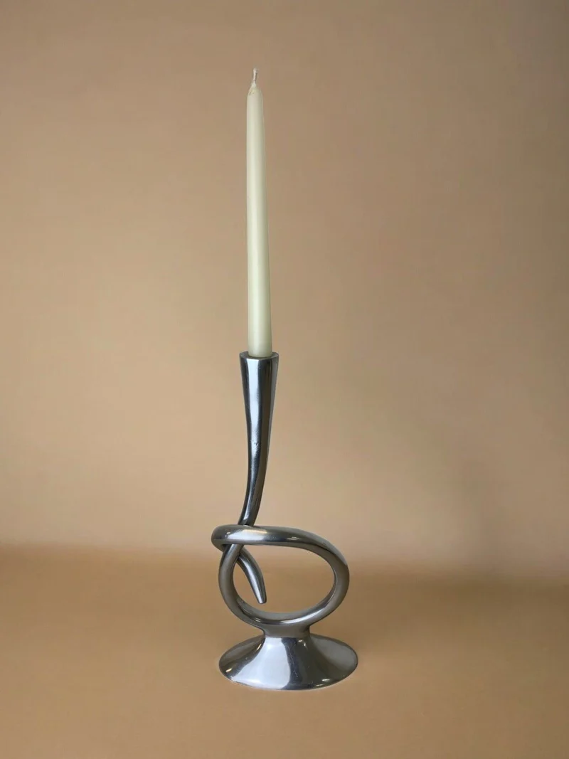 Biomorphic Candleholder, Solid Aluminum, Spain, 1970s