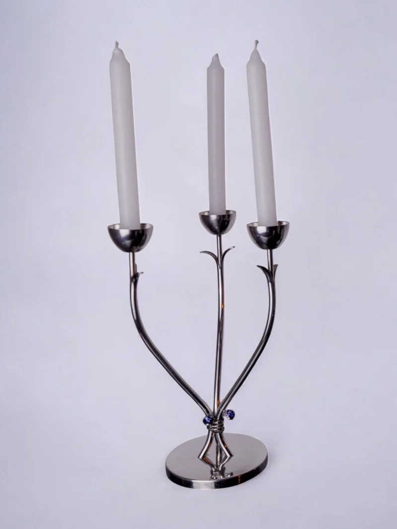 Stainless Steel Candleholder, Spain, 1970s