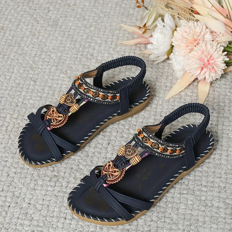 Sandales Bohèmes à Perles et Strass "Élégance Éthnique"