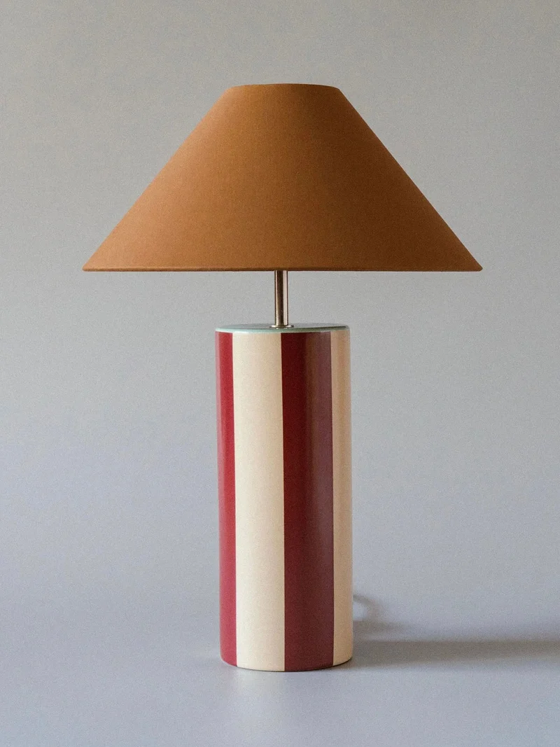 "Ombrellina" Earthenware Table Lamp - Oxblood & Cognac