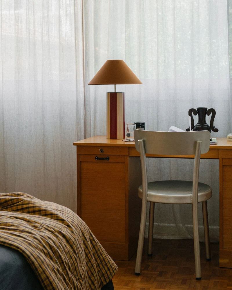 "Ombrellina" Earthenware Table Lamp - Oxblood & Cognac