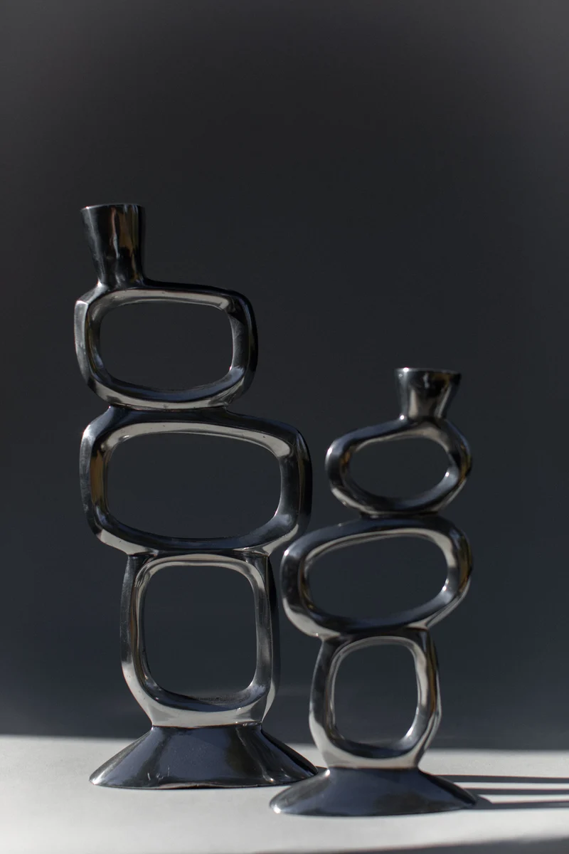 Pair of Brutalist Candleholder by Matthew Hilton 70s
