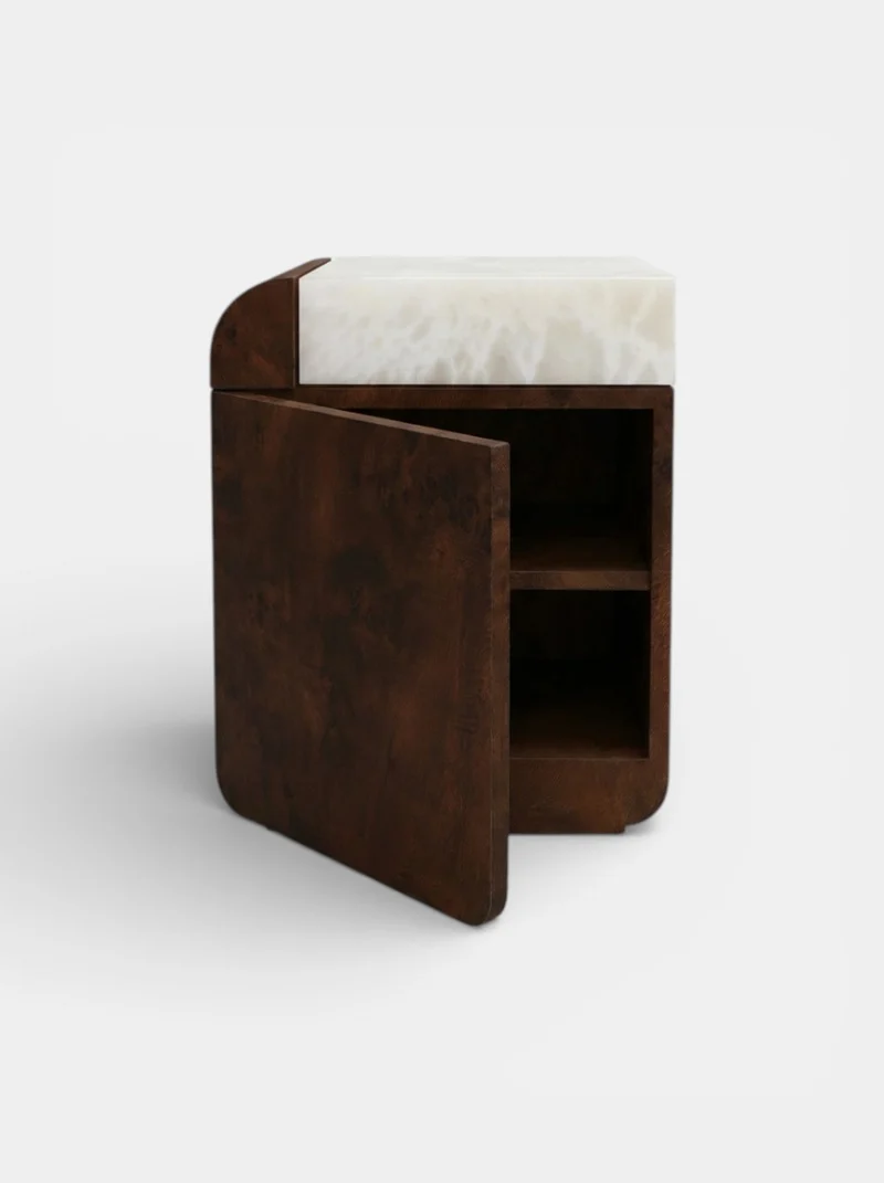 'Amo' Wooden and Marble Storage Table