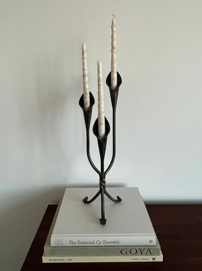 Modernist Large Steel Tulip Candle Holder