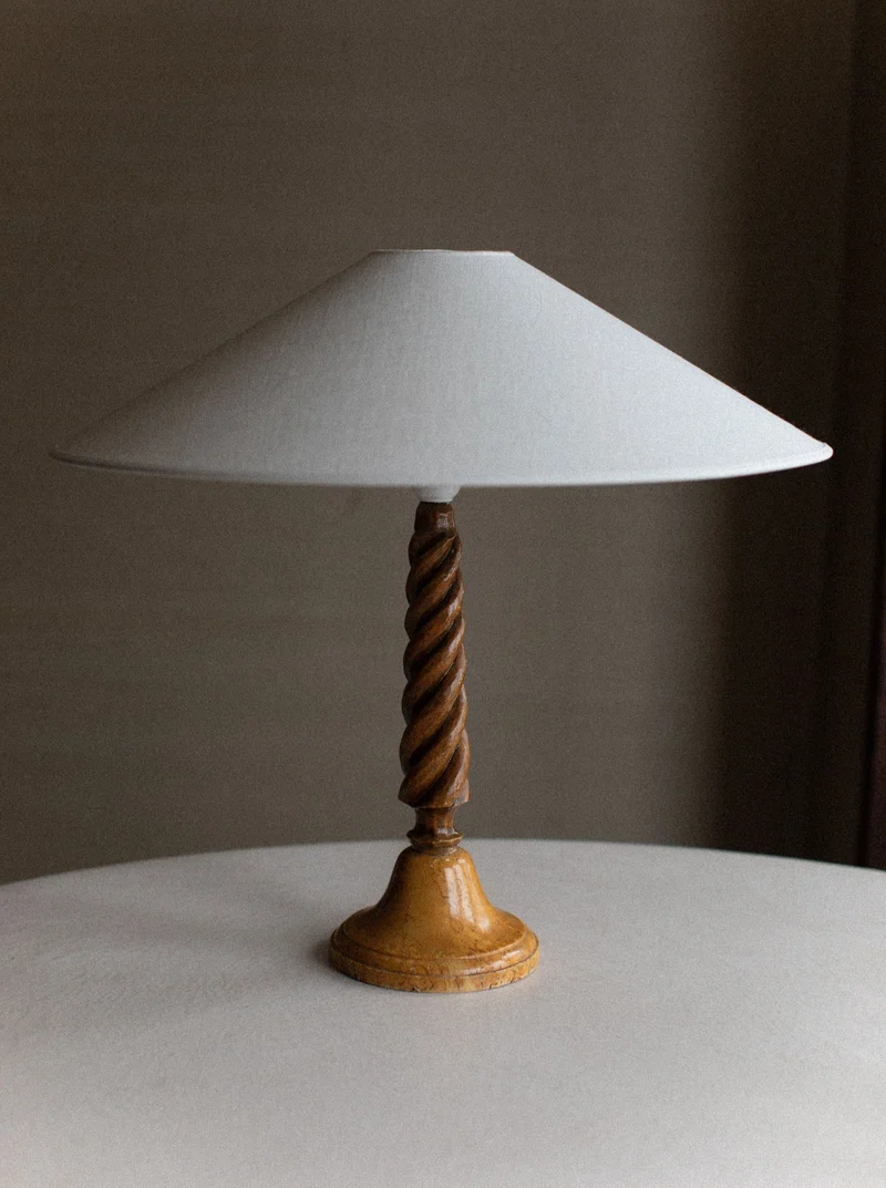 Vintage Twisted Wooden Table Lamp
