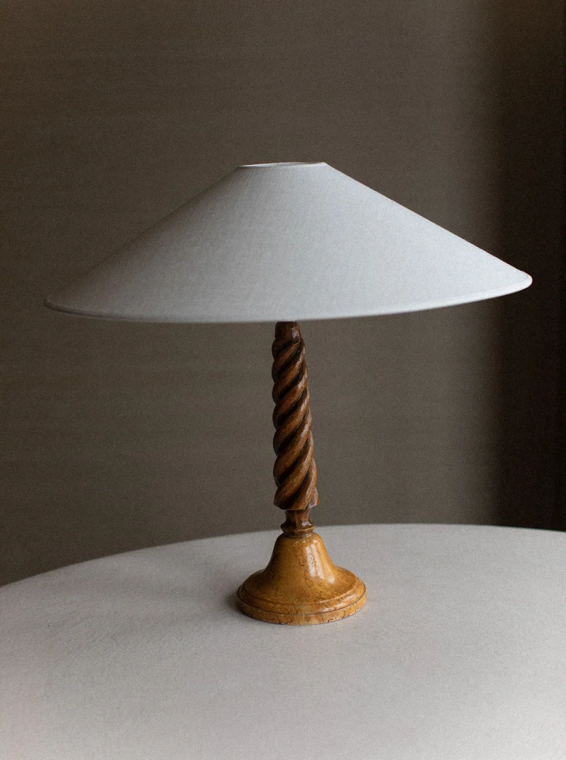 Vintage Twisted Wooden Table Lamp