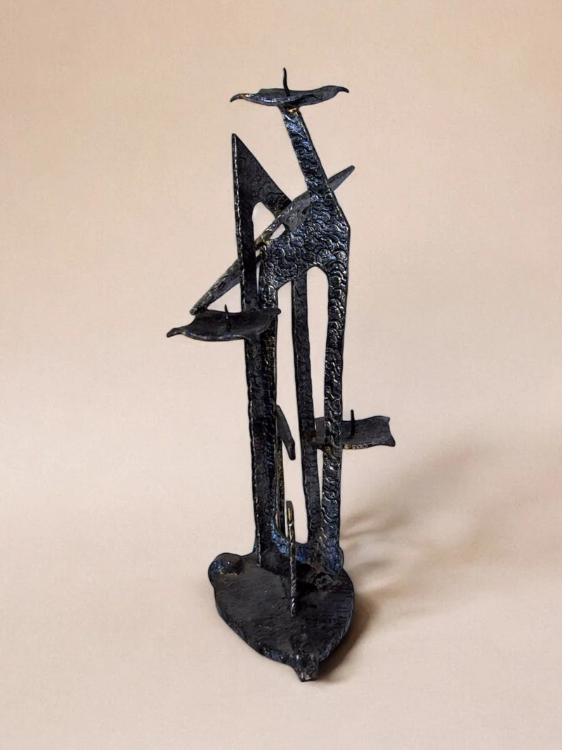Brutalist candle holder by David Palombo,1960s