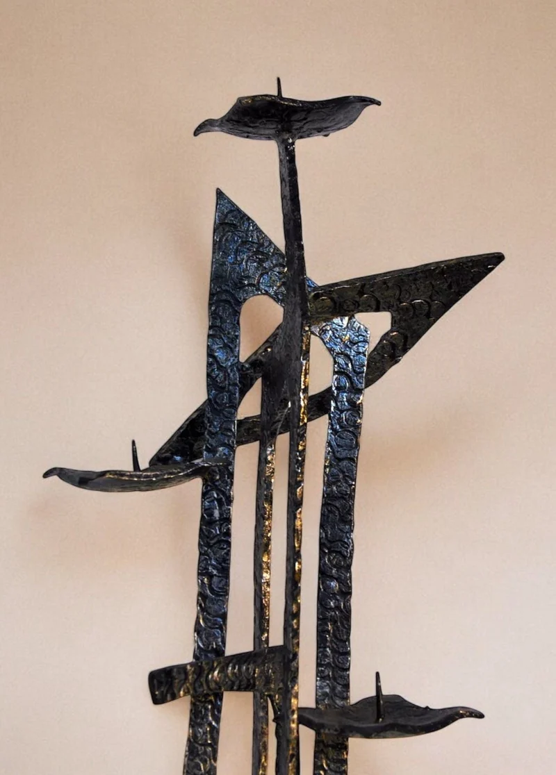 Brutalist candle holder by David Palombo,1960s
