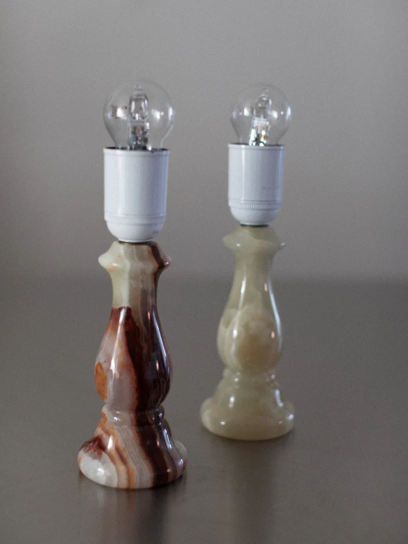 Vintage Marble Table Lamps Duo