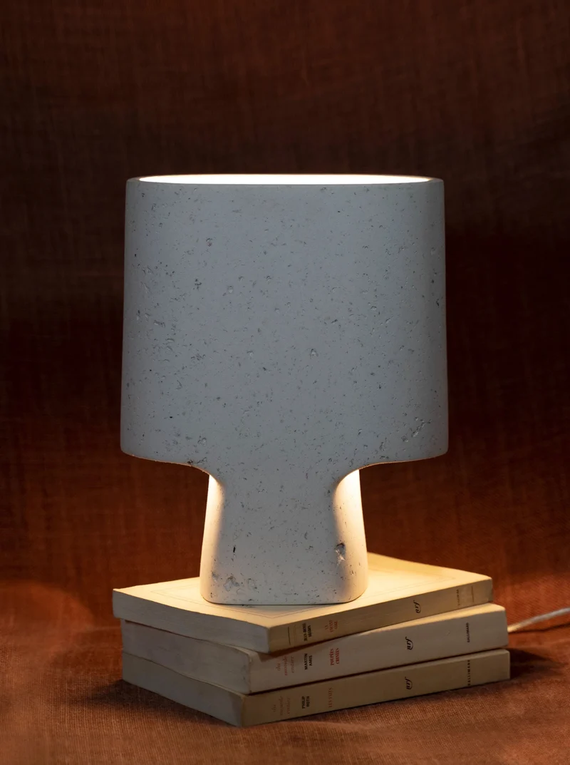 Plaster Table Lamp Bien Faite Naturel White