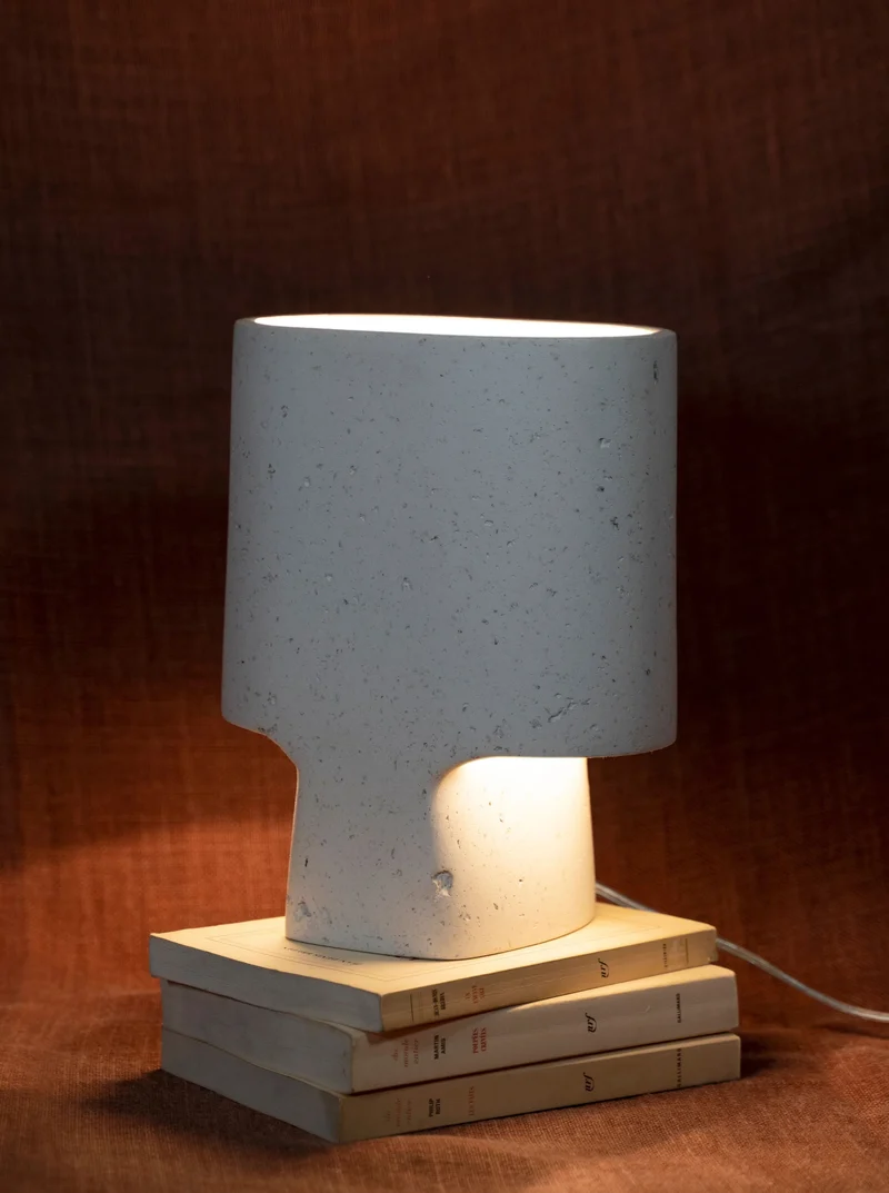 Plaster Table Lamp Bien Faite Naturel White