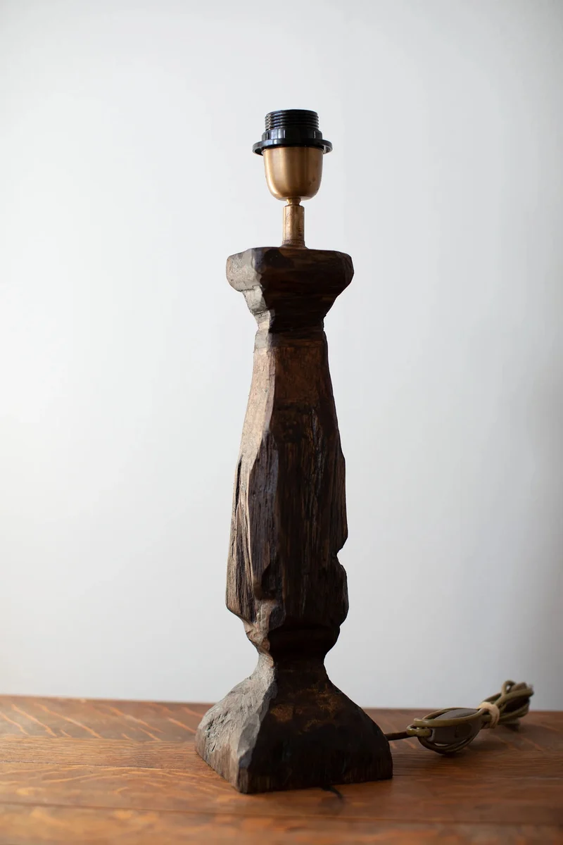Vintage Handcarved Wood Table Lamp 02