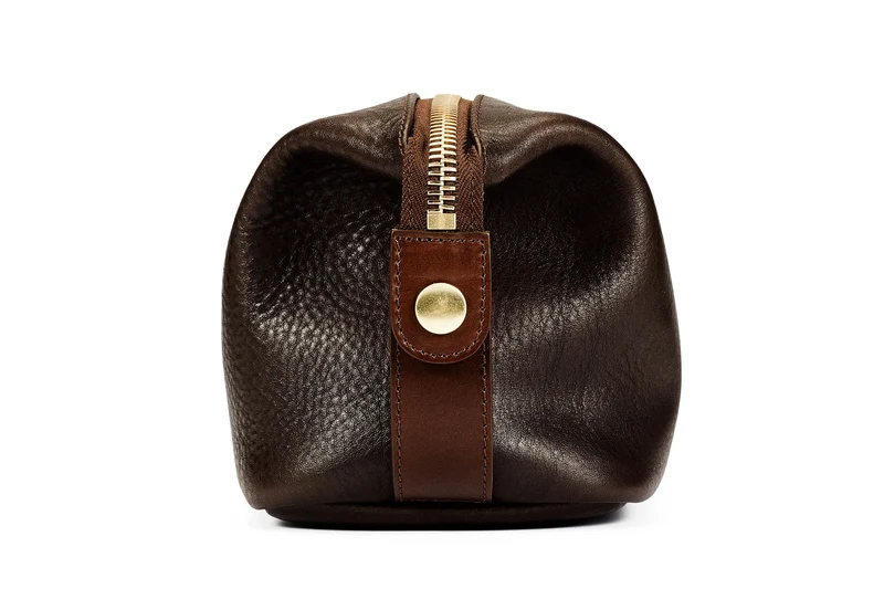 Leather Wash Bag / Dopp Kit - Brown