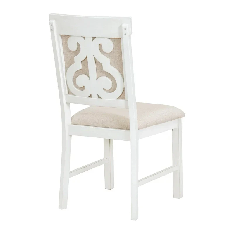 Vintage White 5-Piece Wooden Dining Set with Extendable Table and 4 Chairs