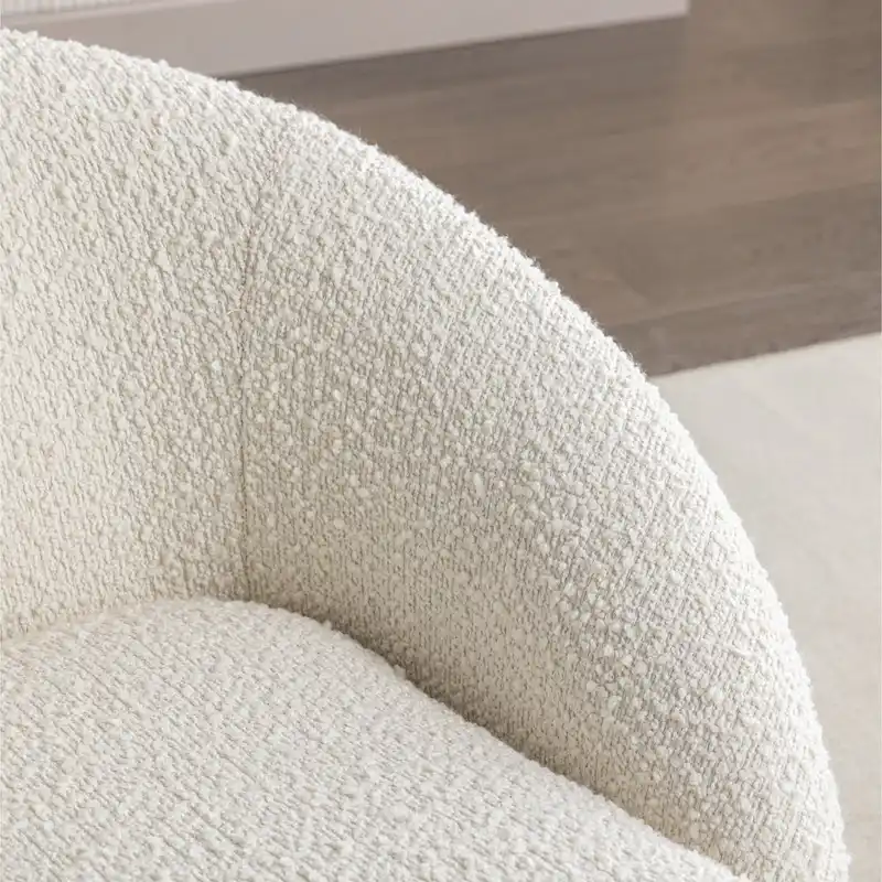 Swivel Base Barrel Chair with Boucle Upholstery - 31-Inch