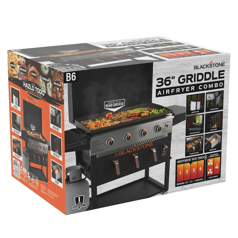 Blackstone 4-Burner 36" Propane Outdoor Griddle with Air Fryer and Hood