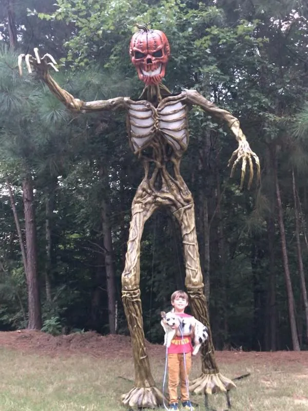 Giant-Sized Inferno Pumpkin Skeleton with LCD Eyes