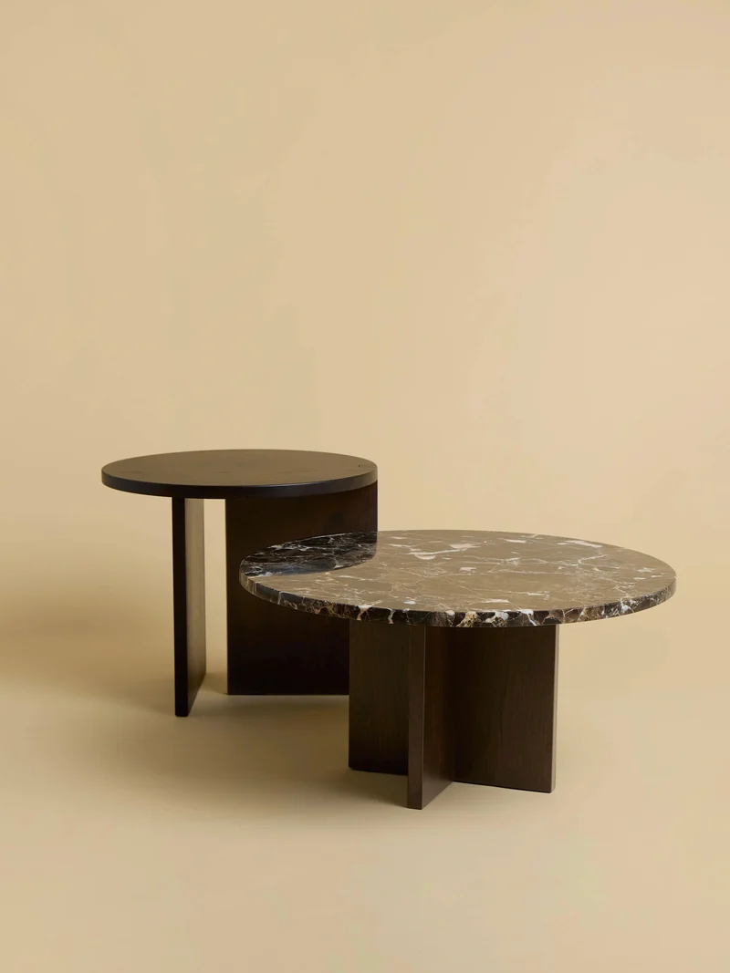 Round Marble and Oak Coffee Table - TINIAN Series
