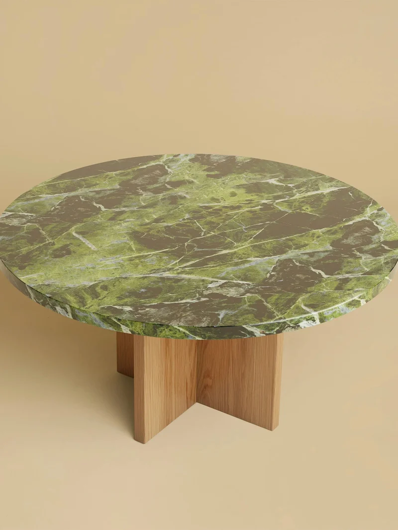 Round Marble and Oak Coffee Table - TINIAN Series