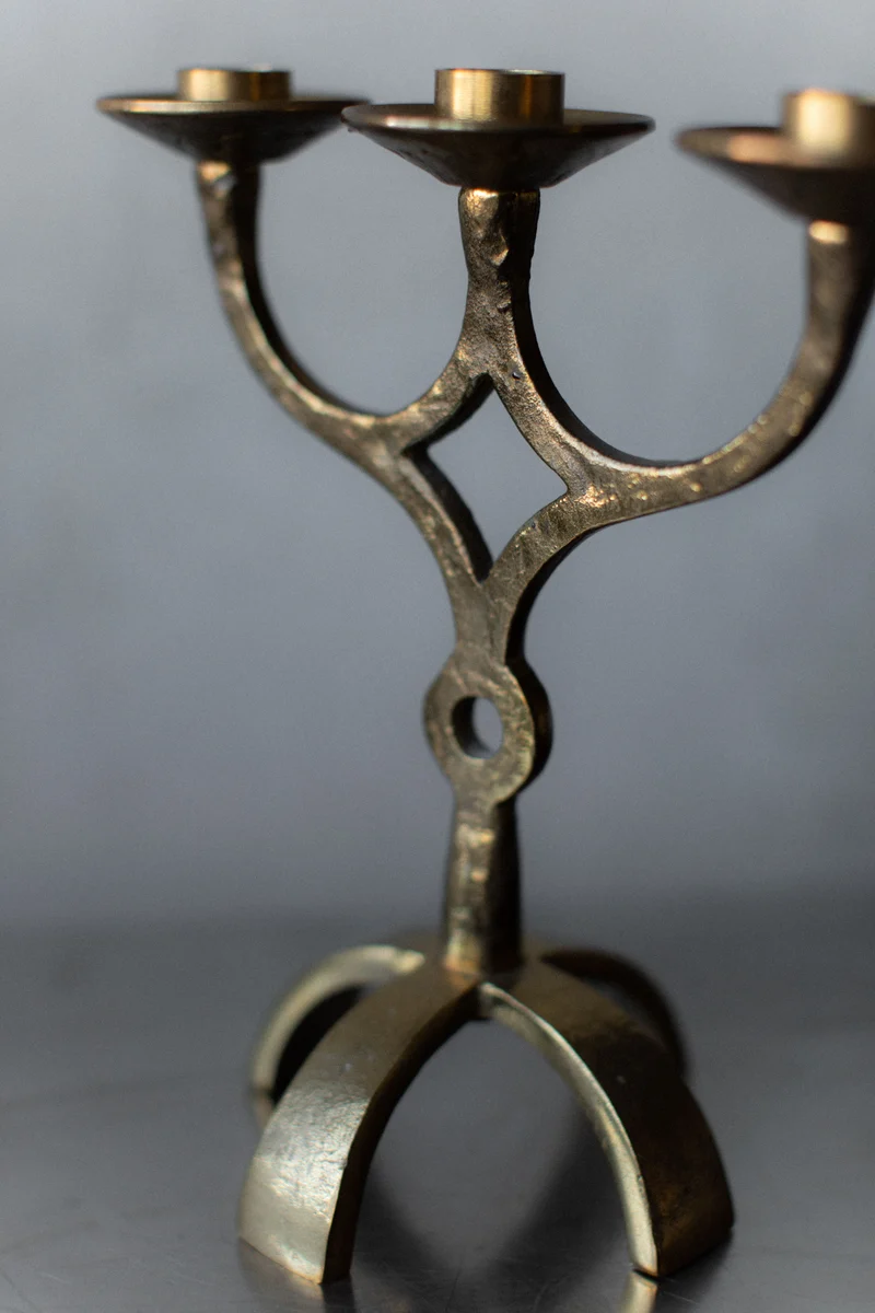 Brutalist Brass Candleholder