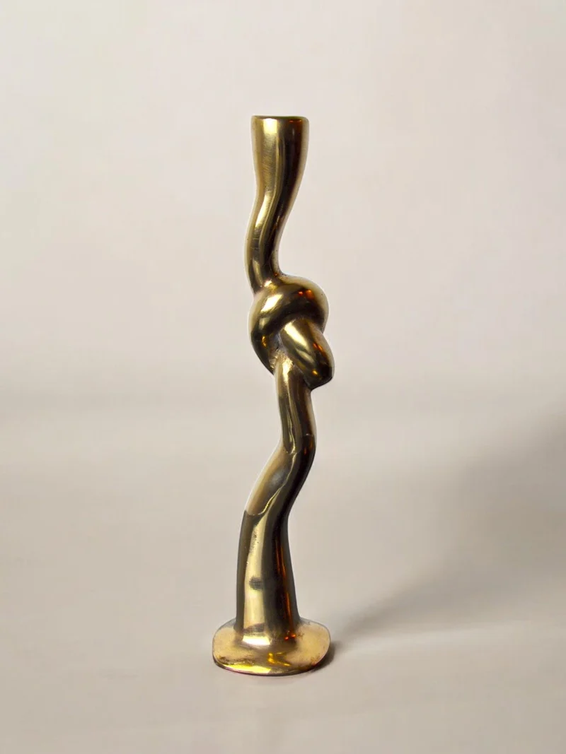 Brutalist Knot Candleholder in Bronze 70s