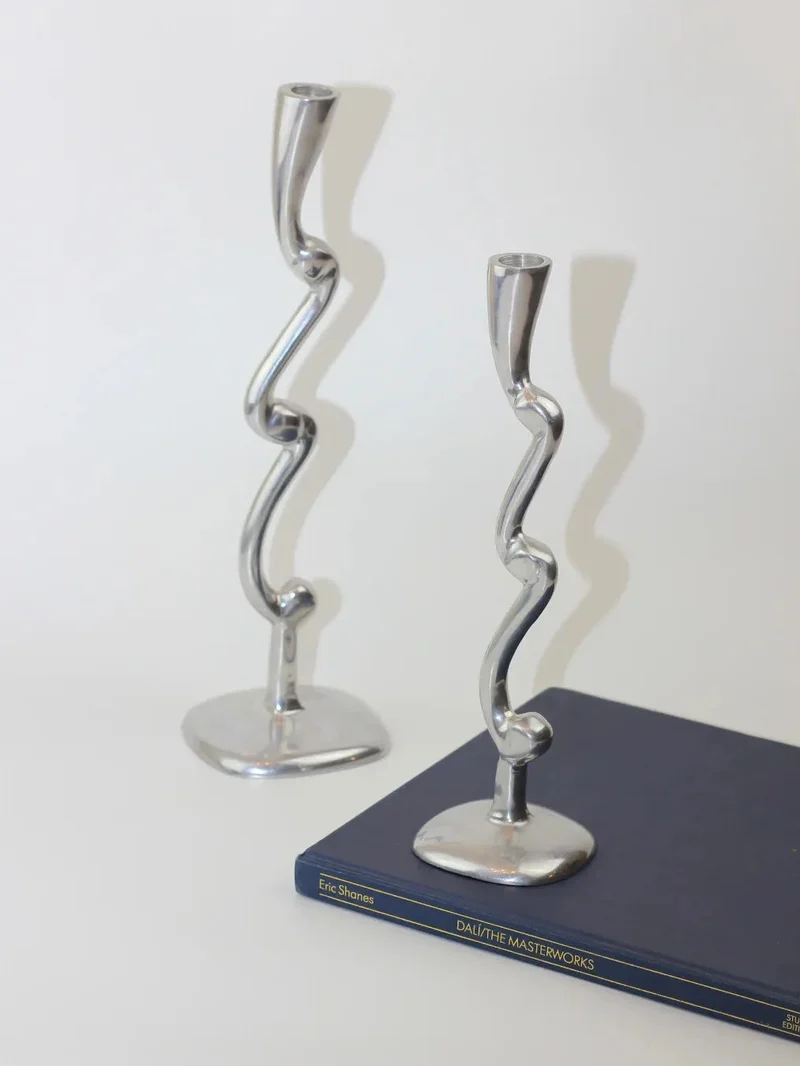 Pair of Aluminum Candleholders