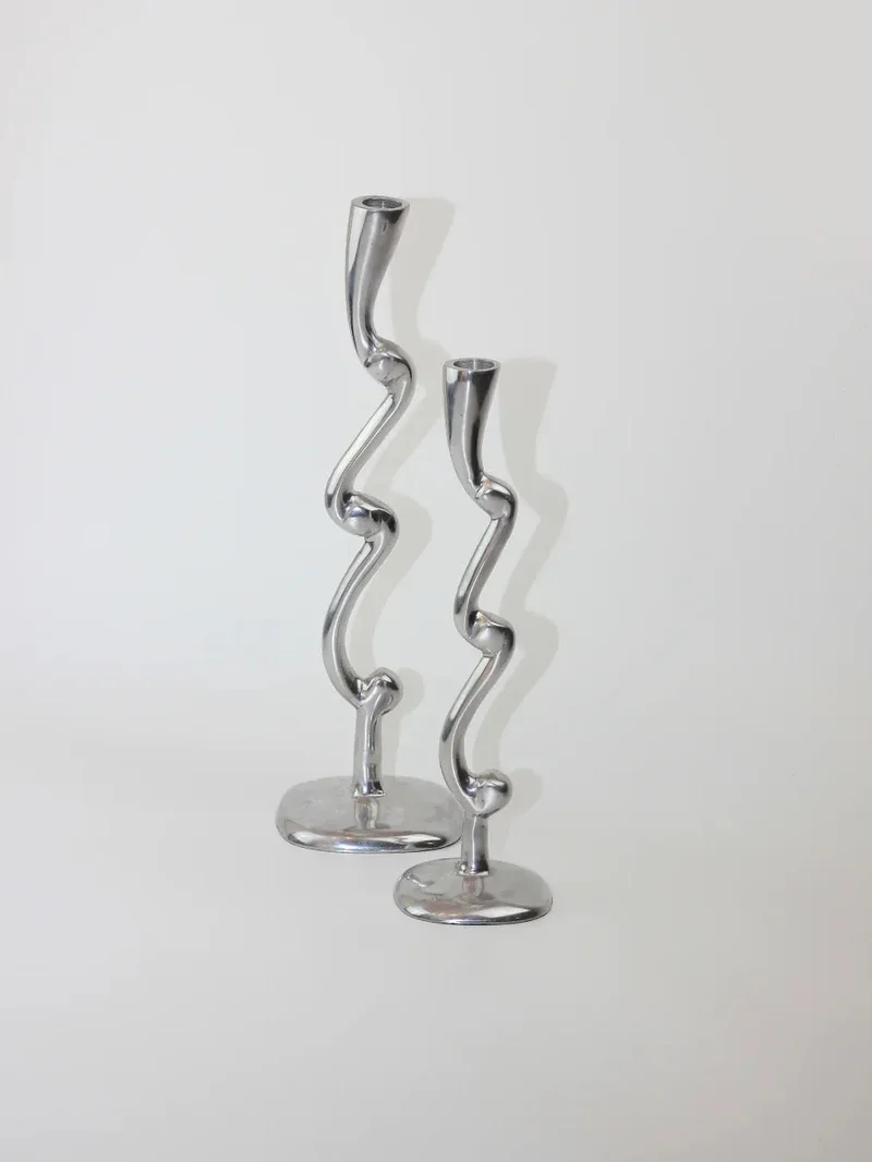 Pair of Aluminum Candleholders