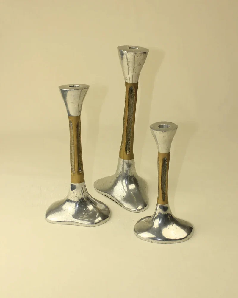 Trio of Brutalist Candleholders