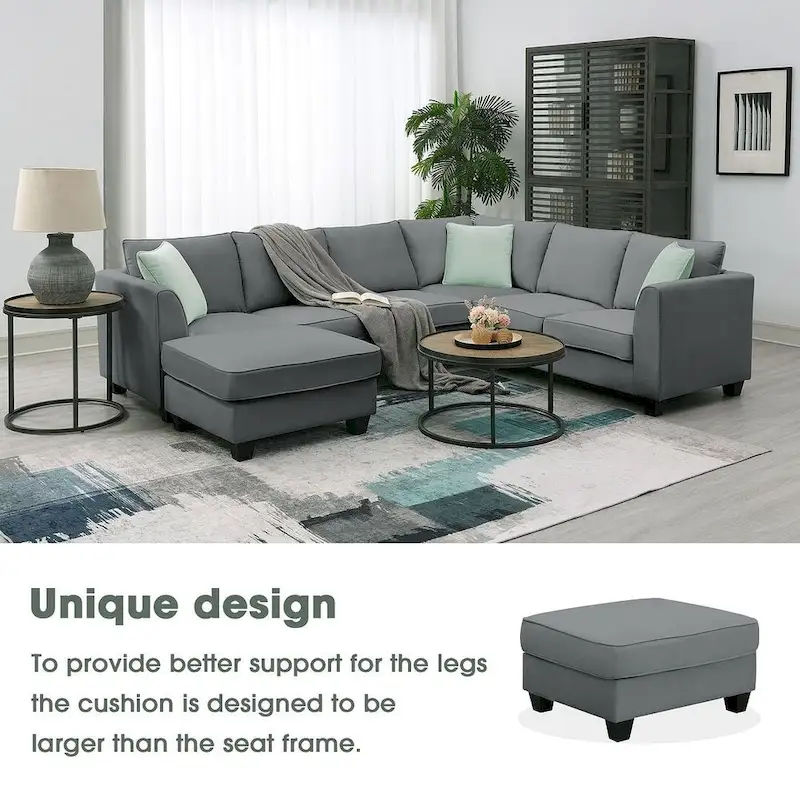 Versatile Reversible Sectional Sofa with Ottoman - Flexible Combination Module