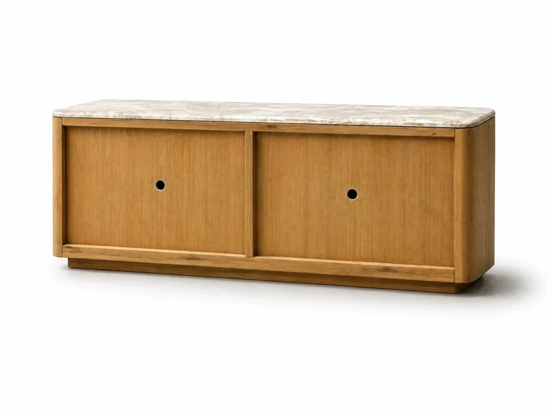 Hearth Sideboard Oak wood with travertine top
