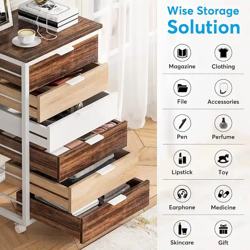 Wooden Storage Cabinet Organizer with 5 and 7 Drawer Options