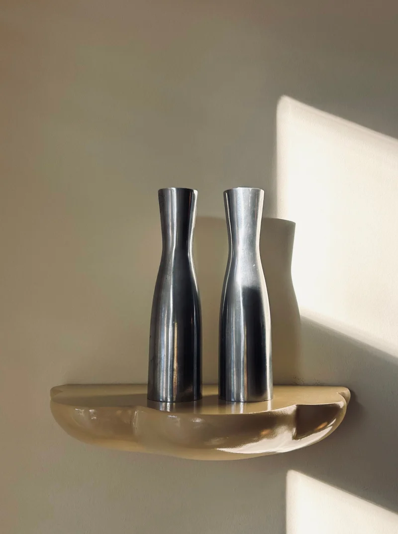 Polished Steel Candlesticks by Erika Pekkari (set of 2)