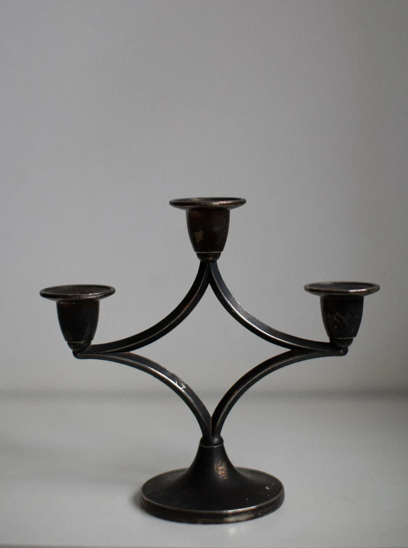 Dark Silverplated Candeholder