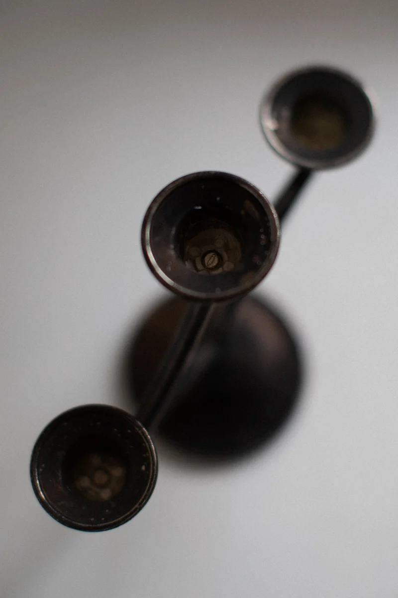 Dark Silverplated Candeholder
