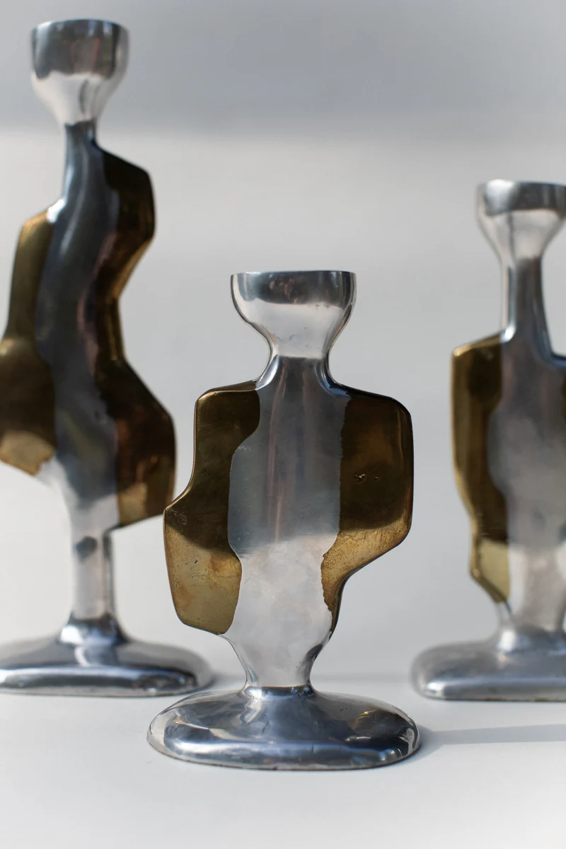 Three Brutalist Candleholders