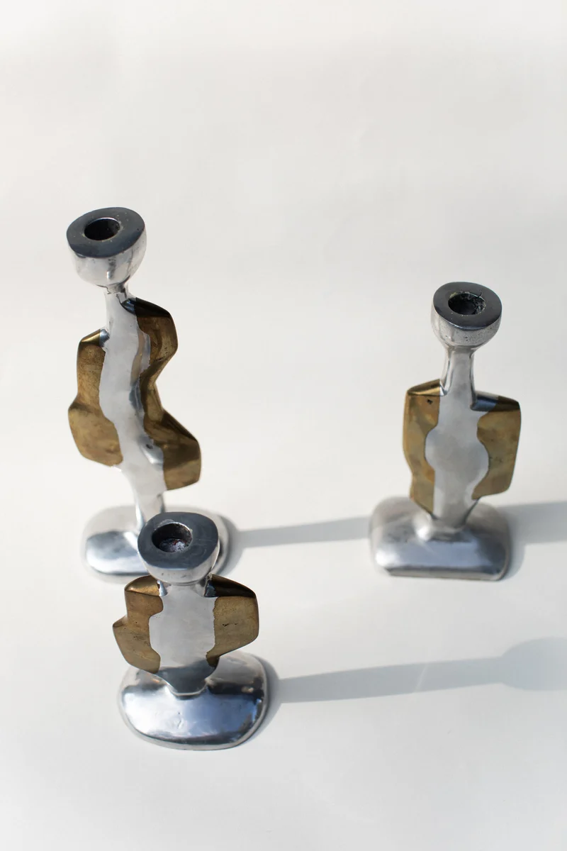Three Brutalist Candleholders