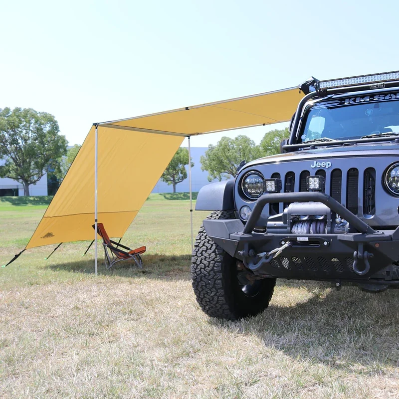 Truck or Car Awning Shade Wall, 6.5x8 Feet, Poly-Cotton Ripstop Fabric, Tan