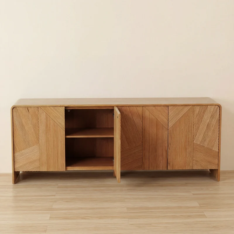 Vista Sideboard White oak with sculpted slat detailing