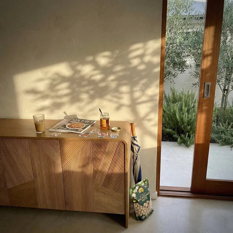 Vista Sideboard White oak with sculpted slat detailing
